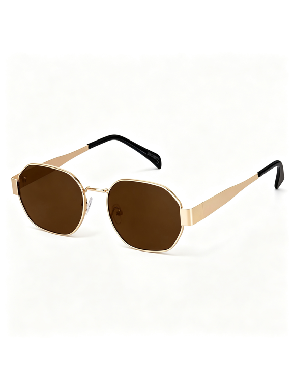 Hexagon Sunglasses Trendy Hexagon Sunglasses for Women, Retro 90S Hexagonal Sunglasses, Vintage Metal Frame Shades Sun Glasses Eyewear