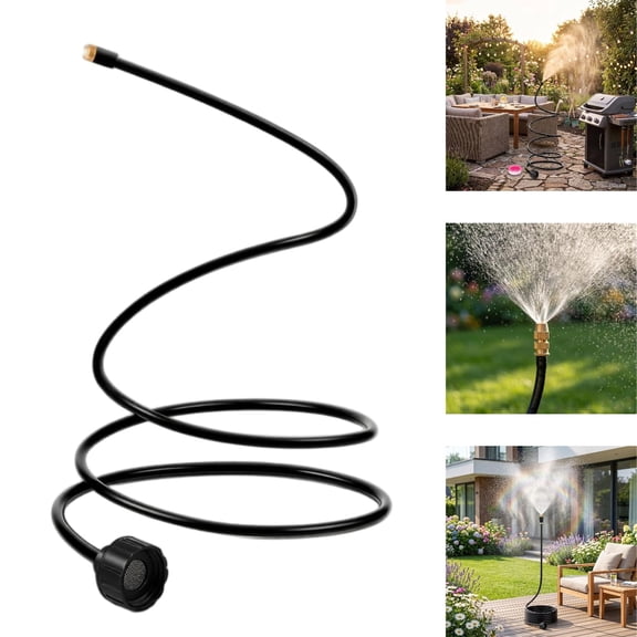 HBMYN Hose Mister 6.6ft Vertical Outdoor Sprayer, Cooling Misting System for Patio Garden Pool Chicken Coop, Black (US Plug) Misters for Outside