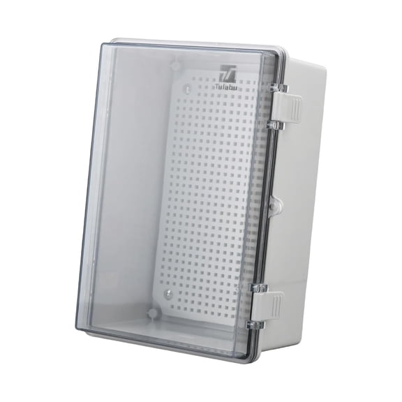HBMYN IP67 Waterproof Junction Box for Outdoor,11.4"x7.5"x5.5"|Heavy Duty ABS Plastic Electrical Enclosure,Hinged Clear Cover,Mounting Plate and Wall Brackets,DIY Project