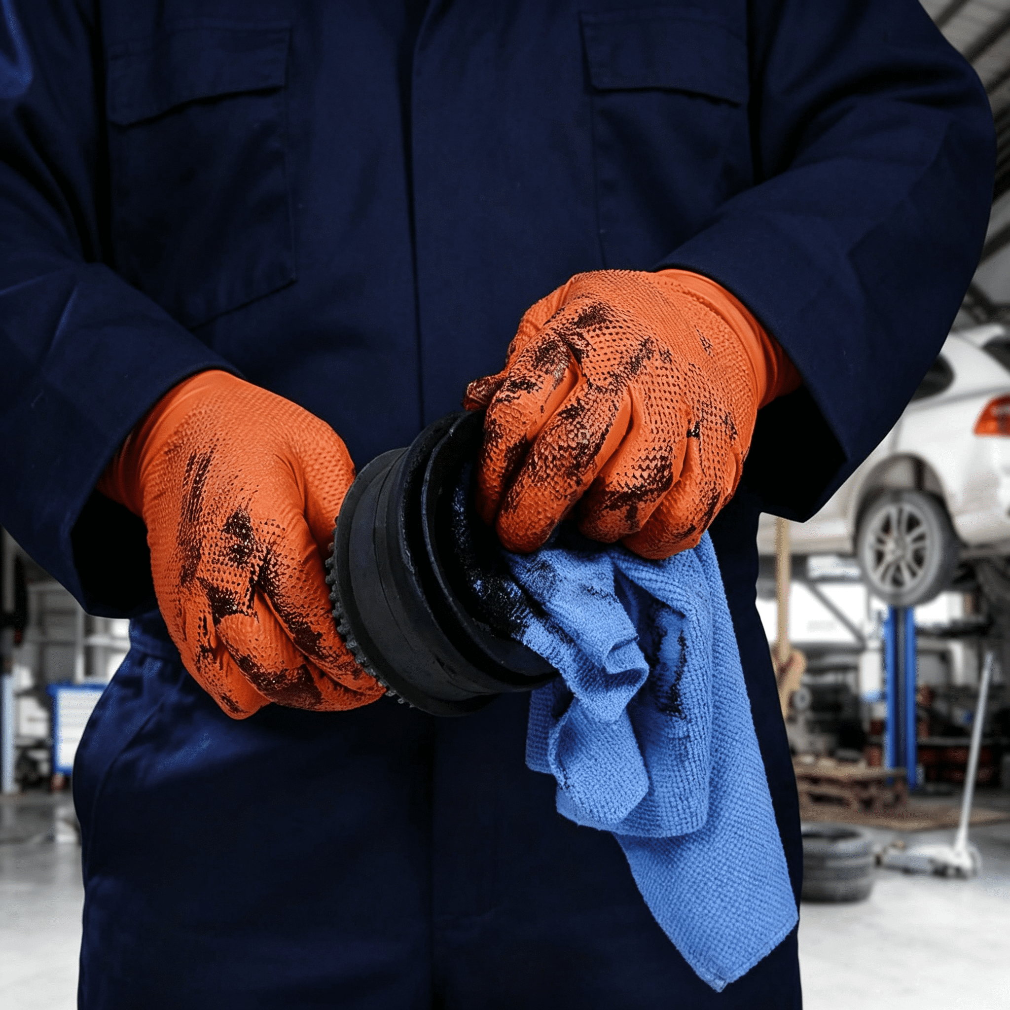 Lab Texturer HBMYN Industrial Orange Disposable Gloves, Flock-Lined Nitrile Gloves ...