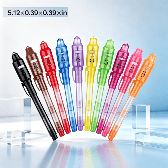 HBMYN Invisible Ink Pen 10Pcs with Uv Light Magic Marker for Secret,Messages,Writing Information for Birthdays,Easter,Halloween,And Other Occasions - Gifts for Students