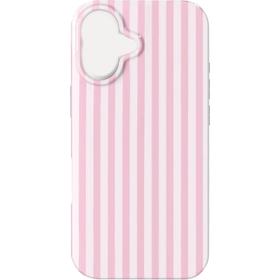 HBMYN for Iphone 16 Case Cute Striped Aesthetic Design Simple Stripes Cover 6.1",Thin Slim Soft Tpu Bumper Shockproof Rubber Protective Phone Cases for Women Girls Girly Boys,Pink and White