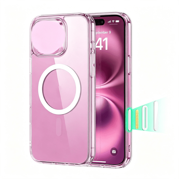 HBMYN for Iphone 16 Case for Magsafe,Camera Control,Clear|Ultra Slim,3X Military-Grade Drop Protection,Magnetic Phone Case,Impact Absorbing,Resists Scratches