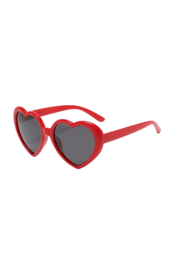 Kids Polarized Heart Shaped Sunglasses for Girls Age 3-18, Fashion Lovely Rave Party Sun Glasses Uv Protection Red