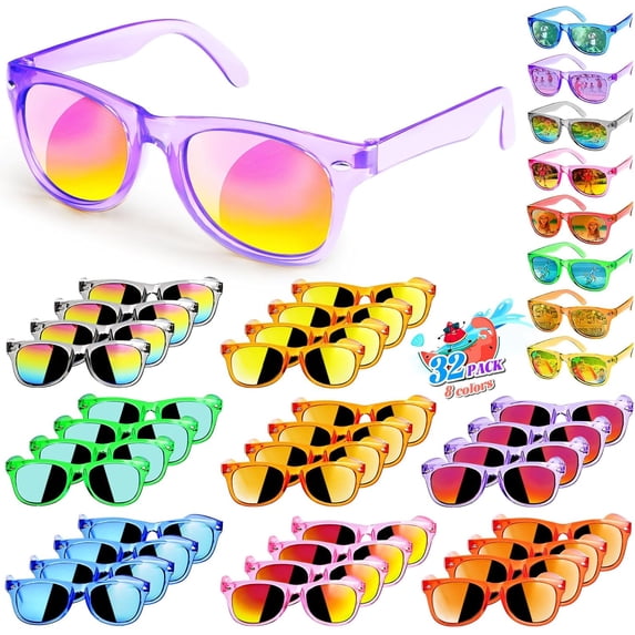 HBMYN Kids Sunglasses Party Favors-Boys Girls Valentines Day Gifts,Neon Sunglasses with Uv 400 Protection for Kids Classroom Favors Birthday Goodie Bags Stuffers-32 Packs