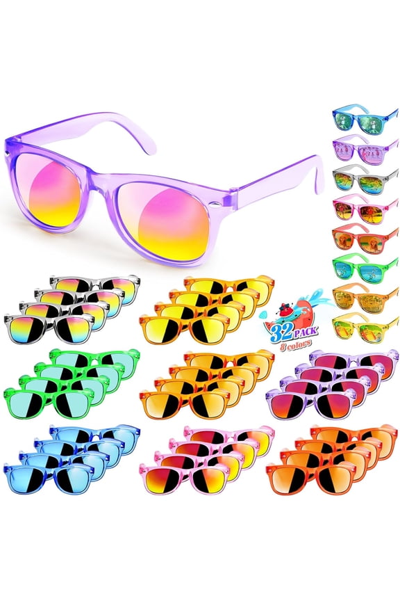 Kids Sunglasses Party Favors-Boys Girls Valentines Day Gifts,Neon Sunglasses with Uv 400 Protection for Kids Classroom Favors Birthday Goodie Bags Stuffers-32 Packs