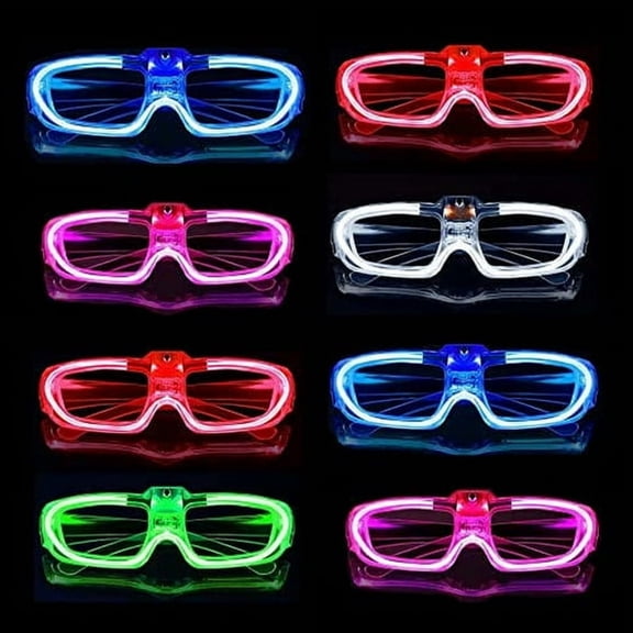 HBMYN LED Light Up Flashing Glasses 12 Pack, Light Up Sunglasses Frame Party Favors for Wedding Carnival Night Events, Novelty Glow Accessories for Adults Kids