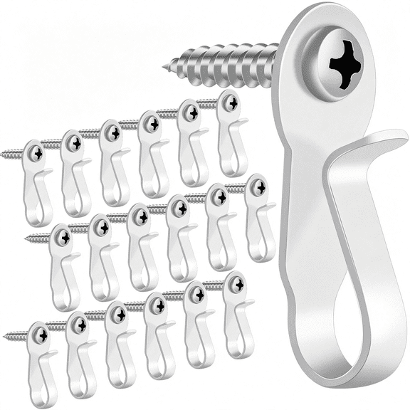 HBMYN Light Hanger Hooks,White Stainless Steel Screw in Hook for Hanging Outdoor Lights,Rope Light Clips for Christmas and Holiday Decor,Wire and Fairy Led Lights,18 Pack