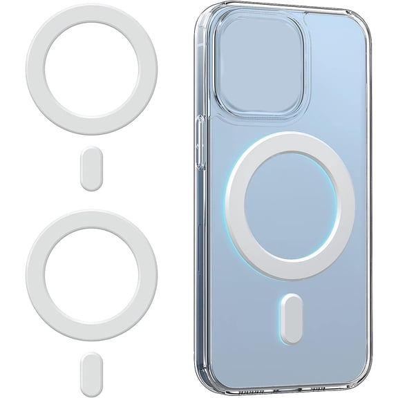 HBMYN Magnetic Adapter Ring 2Pack, Universal Magnet Sticker Compatible with Accessories & Wireless Charging for iPhone/Android/Pixel White