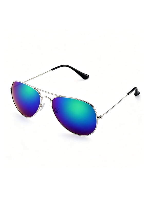 Mirrored Lens Aviator Sunglasses for Driving,Beach,Travel,Fishing,Cycling,Outdoor, Silver Trendy Sunglasses for Women