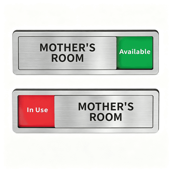 HBMYN Mother's Room Door Signs,Do Not Disturb,Breastfeeding Door Sign,In Use/Available Slider Sign for Lactation Room,Privacy Vacant Occupied Nursing SignsBrushed Silver