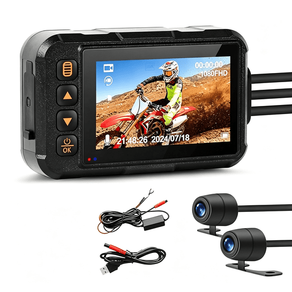 HBMYN Motorcycle Dash Cam, Waterproof Motorcycle Camera Front and Rear, 3" HD Motorbike Dash Cam with Dual Wide Angle Motorbike Camera Night G-Sensor, Dashcam, Loop Recording