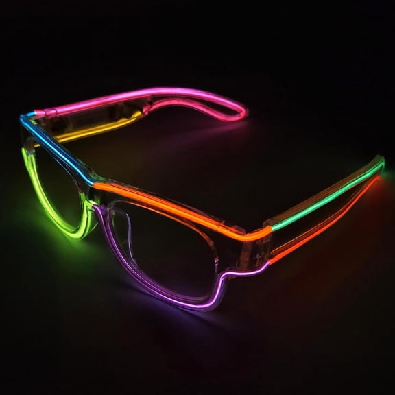 HBMYN Multi-Color (8 Colors) Light Up Glasses W/O Cable Multi-Color (8 Colors) Led Glasses Neon Glow Glasses for Ktv,Edm,Rave Parties and Cosplay,W/O Cable Led Glasses