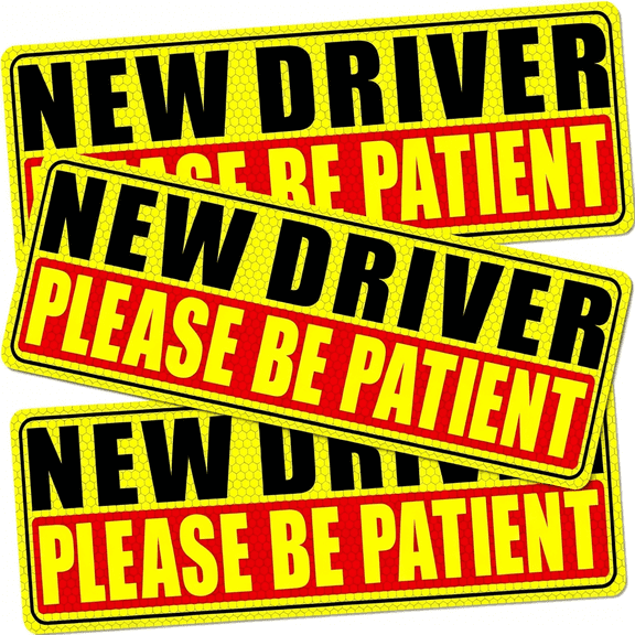 HBMYN New Driver Magnet for Car - 3 Pack Student Driver Magnet | Please Be Patient Reflective Magnetic Safety Signs for Teen, Beginner & Learning Drivers, Reusable Warning Decals for Suv & T