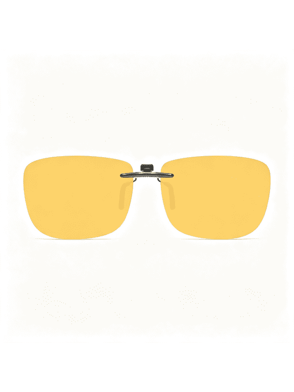 Night Driving Glasses Clip on Night Glasses Compact Fit Non Flip Up Clip over Night Driving Glasses,Lens Can'T Be Flipped Up,Hd High-Contrast Amber Yellow Polarized Lens,100% Uv Protection