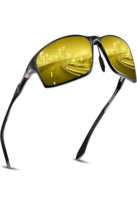 Night Driving Glasses for Men and Women Polarized Yellow Tinted Anti-Glare Night Vision Glasses for Driving with UV400 Protection