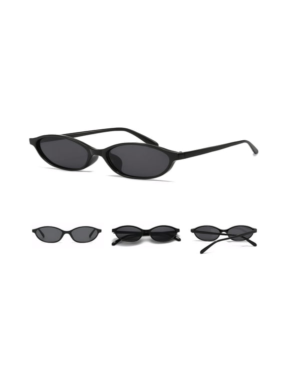 Oval Sunglasses for Women Retro Cat Eye 90S Y2K Trendy Thin Sunglasses Womens Uv Protection Retro Cat Eye 90S Y2K Oval Sunglasses for Women