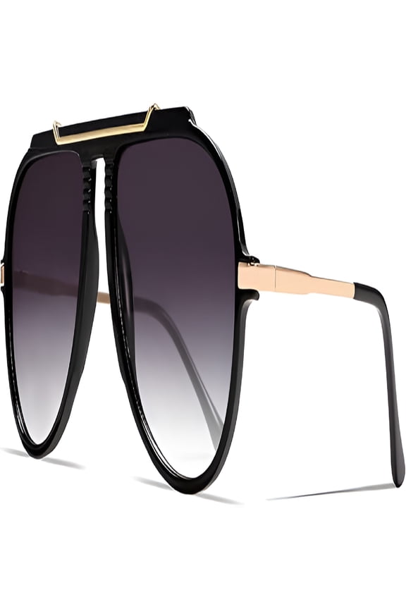 Oversized Aviator Sunglasses for Women Men 2026 70s Retro Gold Metal Sun Glasses Tangle Free Square Aviators