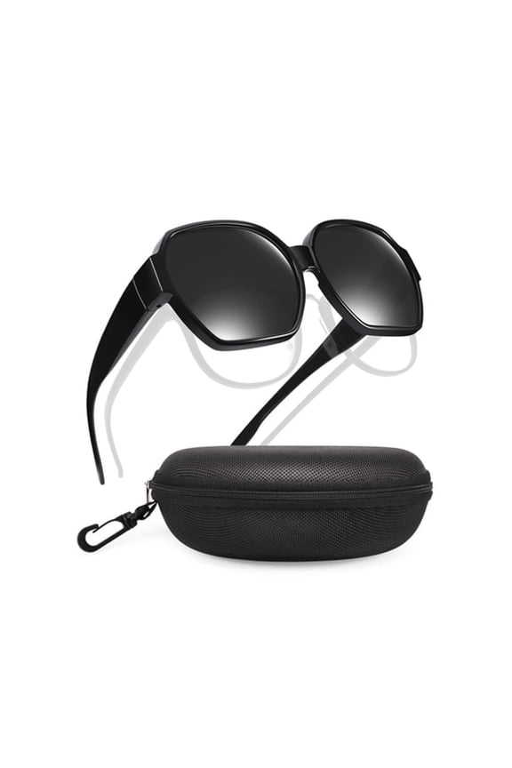 Oversized Square Fit over Glasses Sunglasses for Women with Hard Case,Trendy Polarized Uv400 Wear over Prescription Glasses