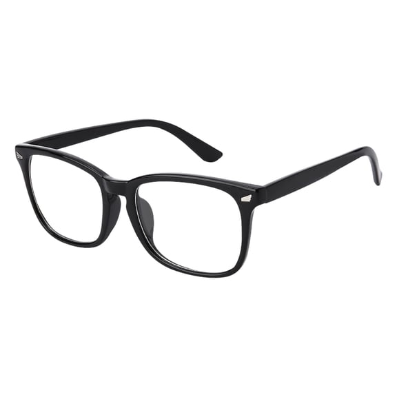 HBMYN Oversized Square Transparent Lens Glasses for Women Men Lightweight for All Gender Use Black (Transparent Lens black glasses,Black)