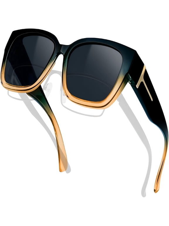 Oversized over Glasses Sunglasses for Women Men Square Fit over Polarized Sun Glasses Uv400
