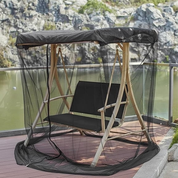 HBMYN Patio Mosquito Netting, Porch Swing Net, Patio Swing Mosquito Netting for 2-3 Seater Swings, Outdoor Mesh Screen with Zipper Waterproof Tent, Durable mosquito net for patio