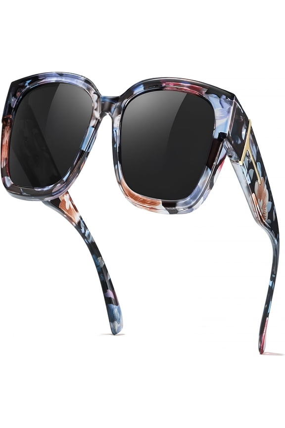 Polarized Fit over Glasses Sunglasses for Women Men,Oversized Square Wrap Around Uv400 Protection Shades for Driving