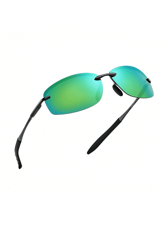 Polarized Rimless Driving Sunglasses for Men Metal Frame Anti-Glare UV400 Protection Sun Glasses dark sunglasses for men