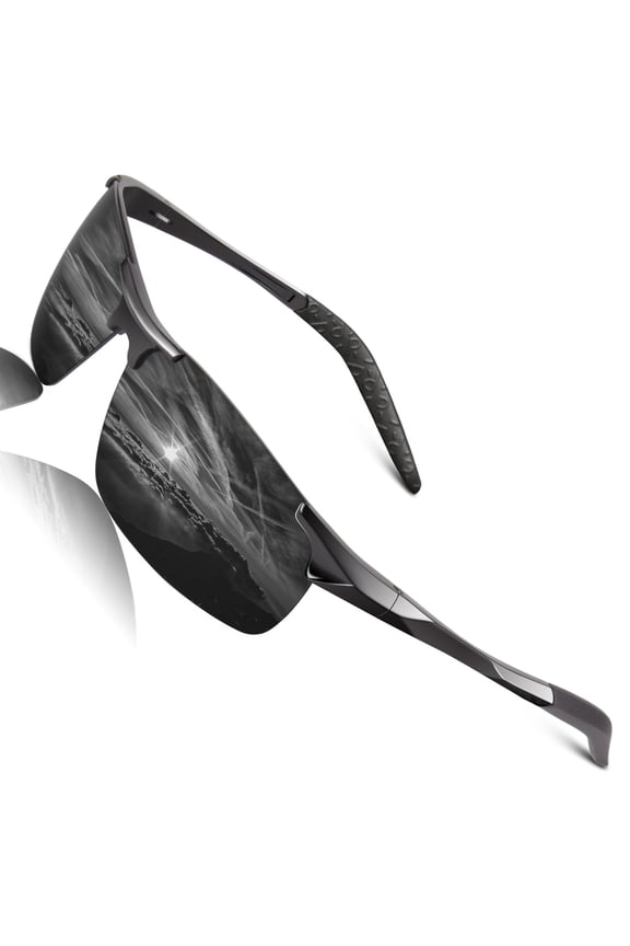 Polarized Sports Sunglasses for Men Ultralight Al-Mg Metal Frame for Driving Golfing Fishing Cycling Uv Protection, Mens Sunglasses Polarized