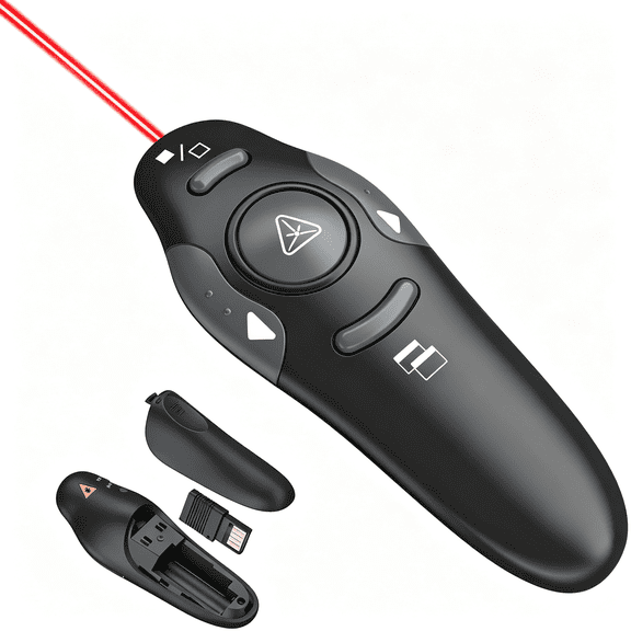 HBMYN Presentation Clicker for PowerPoint, Wireless Presenter Remote USB Receiver | USB Receiver, Battery Powered, No Setup Required pointer clicker for presentation