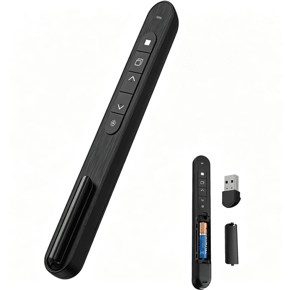 HBMYN Presentation Clicker with Red Beam,328Ft Wireless Presenter Remote,Magnetic Usb Receiver for Powerpoint Windows Macos Android Linux Presenter Clicker