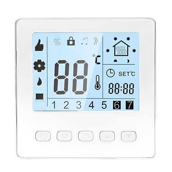 HBMYN Programmable Digital Thermostat, 5+1+1 Weekly Schedule Room Thermostat with LCD Display, 24H Timer Wall Mount Temperature Controller with Child Lock for Home Office Electric Heating