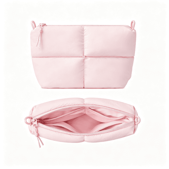 HBMYN Puffy Electronics Organizer Travel Case,Cute Tech Pouch for Women Men,Cable Storage Bag for Charger,Phone,Power Bank,Cord,Compact Tech Accessories Pouch,Light Pink