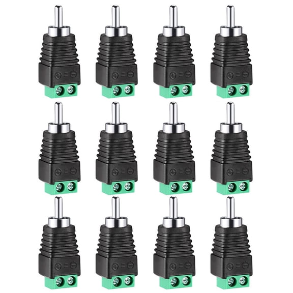 HBMYN RCA Plugs for Speaker Wire, RCA to AV Screw Terminal Connector, Phono RCA Male Plug Solderless Converter Audio/Video Speaker Wire Connectors Solderless Adapter(12 Pack)
