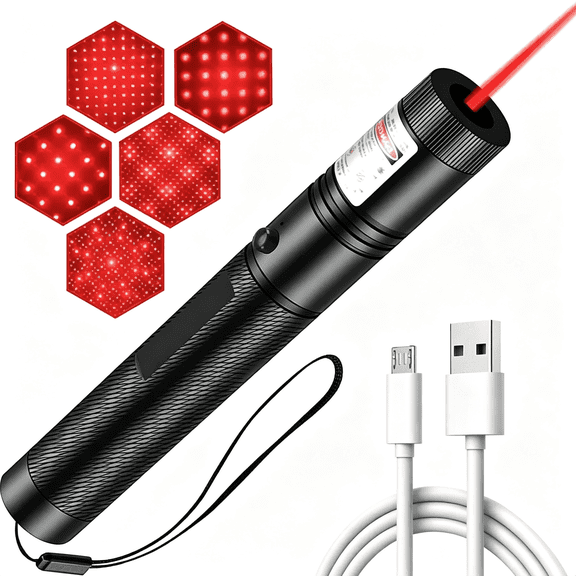HBMYN Rechargeable Red Laser Pointer High Powered 10,000 Feet Long Range Laser Beam Camping, Cat, Tactical Rechargeable Laser Pointer Cat Toy