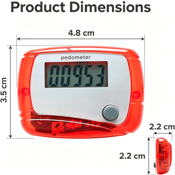 HBMYN Red Portable Counter Mini Digital LCD Pedometer Sports Walking Running Step Meter Walking Distance Miles, Calorie Counter, Daily Target Monitor, Exercise Time
