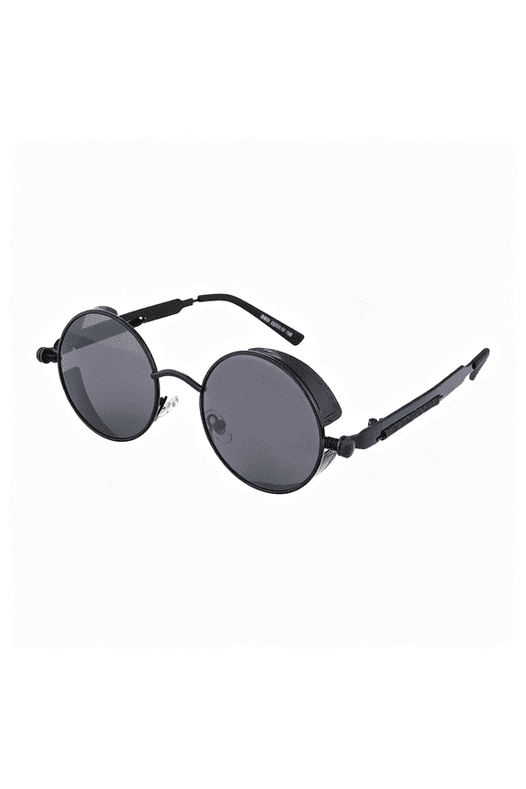 Retro Gothic Steampunk Sunglasses Round Metal Frame Punk Circle Inspired Shade Men B1857 Punk