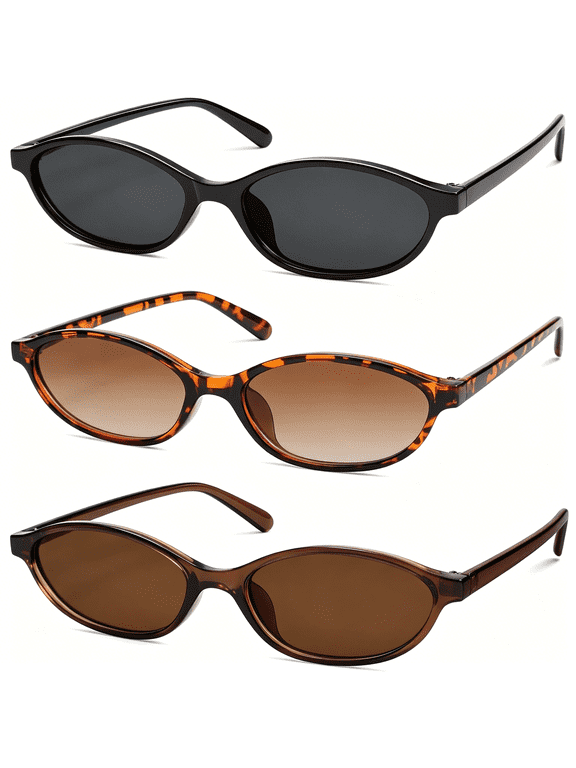 Retro Oval Cat Eye Sunglasses for Women Y2K Trendy Narrow Sunnies Designer Sun Glasses