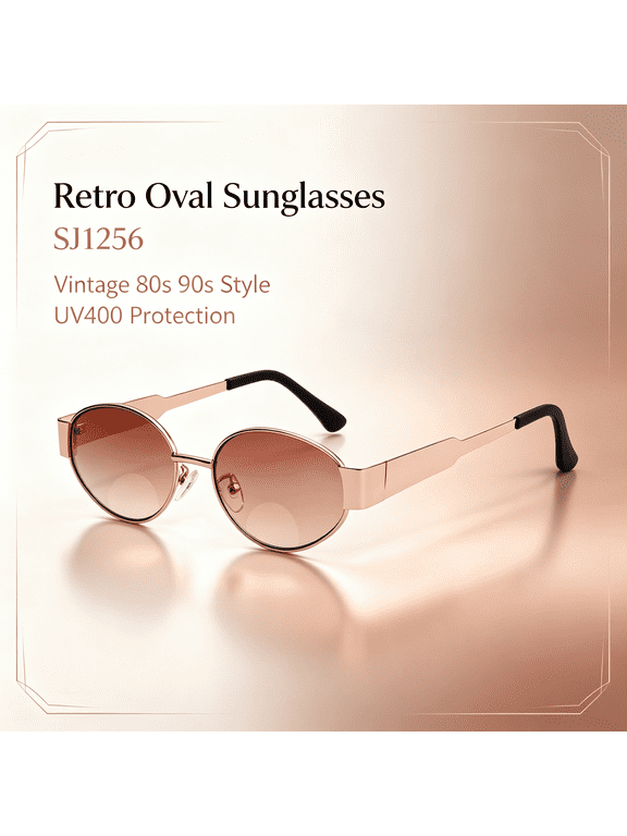Retro Oval Sunglasses for Women Trendy Classic 80S 90S Shades Vintage Cute Style Lightweight Comfortable Fit Uv400 Protection,Driving,Beach,Daily Wear