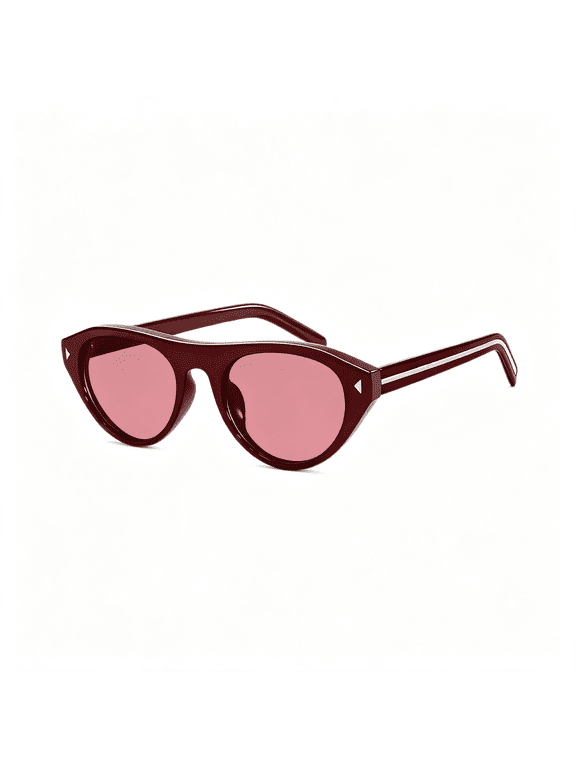 Retro Oval Sunglasses for Women Men Trendy Narrow Shades Vintage Cat Eye Uv400 Protection Sunnies Red Sunglasses for Women