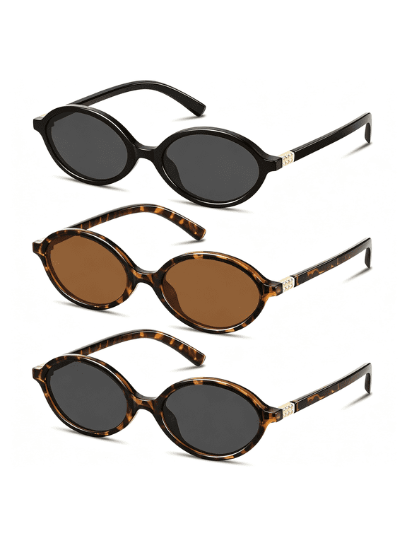 Retro Oval Sunglasses for Women Vintage 90S Y2K Designer Trendy Shades Uv Protection Sun Glasses Oval Sunglasses 90S Accessories for Women