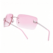 HBMYN Rimless Rectangle Y2K Sunglasses for Women Men Cute Small Clear Frameless Tinted Lens 2000S Fashion Shades Butterfly Rimless Rectangle Womens Sunglasses Trendy