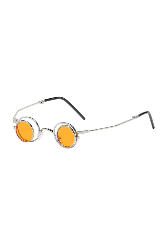 Round Flip Up Sunglasses Small Circle Polarized Glasses for Men Women Retro Punk Uv400 Sun Glasses for Rave Party