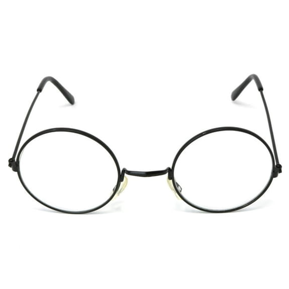 HBMYN Round Wizard Costume Glasses - Black Metal Frame Circular Costume Eyeglasses for Party Halloween Cosplay Festival Funny Novelty Eyewear Accessory Gift - 1 Pair
