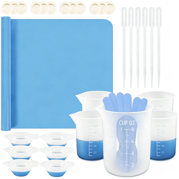 HBMYN Silicone Measuring Cups for Resin, Resin Supplies with 250&100ml Silicone Cups, Resin Mixing Cups, Stir Sticks, Epoxy Mixing Cup, Molds Non-Stick Easy Clean silicone measuring cups for resin