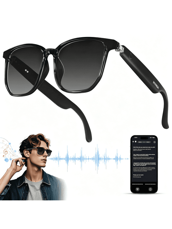 Smart Glasses with AI,Bluetooth Glasses with 110+ Translation,Smart Glasses for Men&Woman,Multifunctional Bluetooth Glasses for Men Smart Glasses (Black)