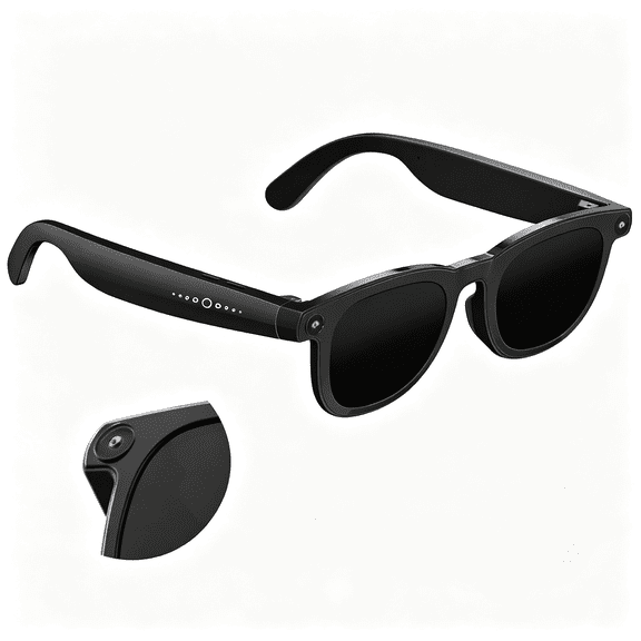 HBMYN Smart Glasses with Camera&Ai,8Mp Photo/Video Recording Glasses with Image Stabilization,Live Translation&Voice Control,Bluetooth Music,For Outdoor Cycling Travel Recording