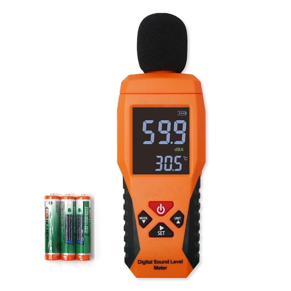 HBMYN Sound Level Meter Reader with HD Backlit LCD Decibel and Ambient Temperature Meter,Sound & Noise Meter SPL Tester with Alarm,Fast/Slow,Data Hold,MAX/MIN,Auto Power-Off for Noisy Neighbors