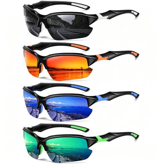 HBMYN Sports Polarized Sunglasses for Men Cycling Running Fishing Uv Protection Sun Glasses Lightweight Half Frame Goggles Lightweight Polarized Fishing Glasses