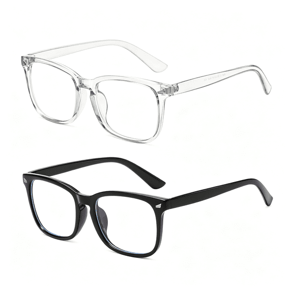 HBMYN Square Blue Light Blocking Glasses for Adults (2 Pack) Blue Light Glasses Clear